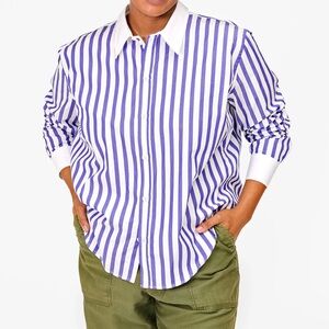 Clare V. Suzette Shirt - Royal/White Stripe